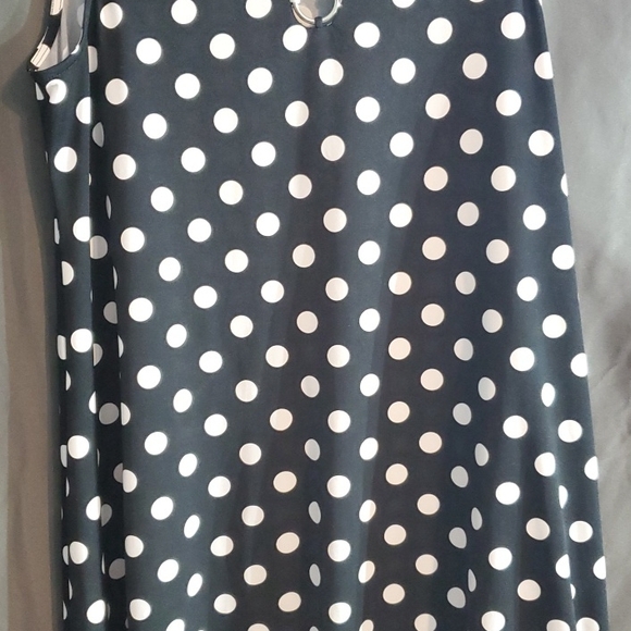 MSK Black and White Polka Dot Dress with Ring Detail - Picture 3 of 10